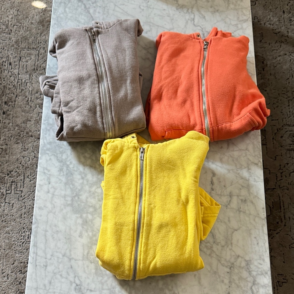 American Apparel mauve Orange yellow Zip-Up Hoodie sweater XXS-XS (set of 3)